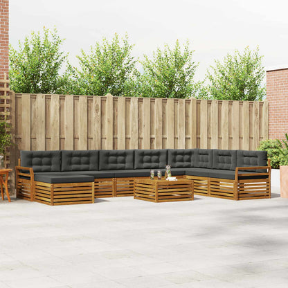 Set divani 9 pcs Naturale e Antracite Legno di Acacia Massello