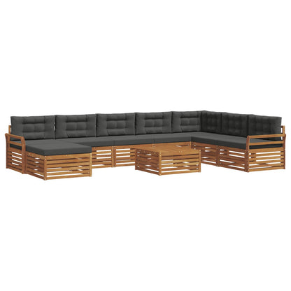 Set divani 9 pcs Naturale e Antracite Legno di Acacia Massello