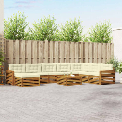 Set divani 9 pcs Naturale e Crema Legno di Acacia Massello