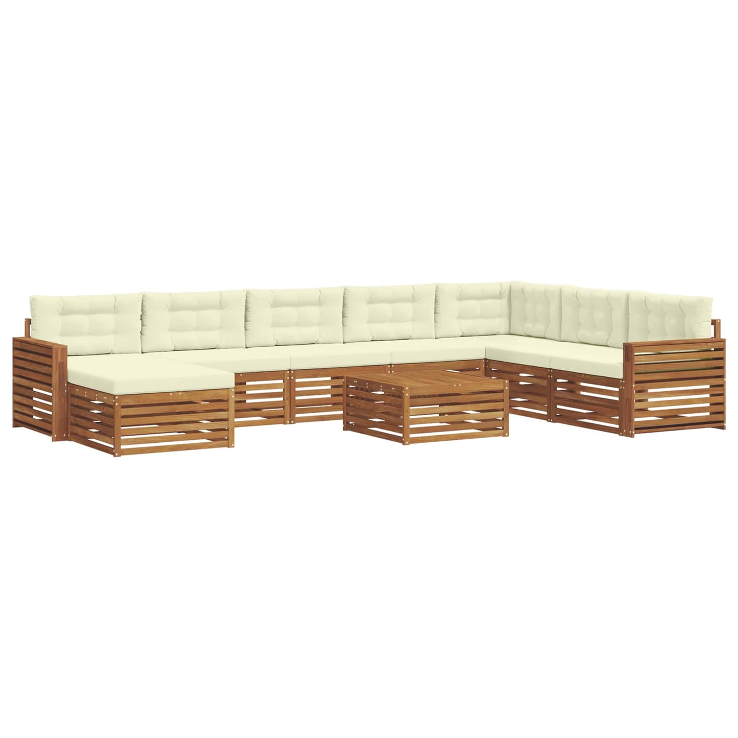 Set divani 9 pcs Naturale e Crema Legno di Acacia Massello