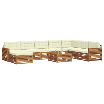 Set divani 9 pcs Naturale e Crema Legno di Acacia Massello