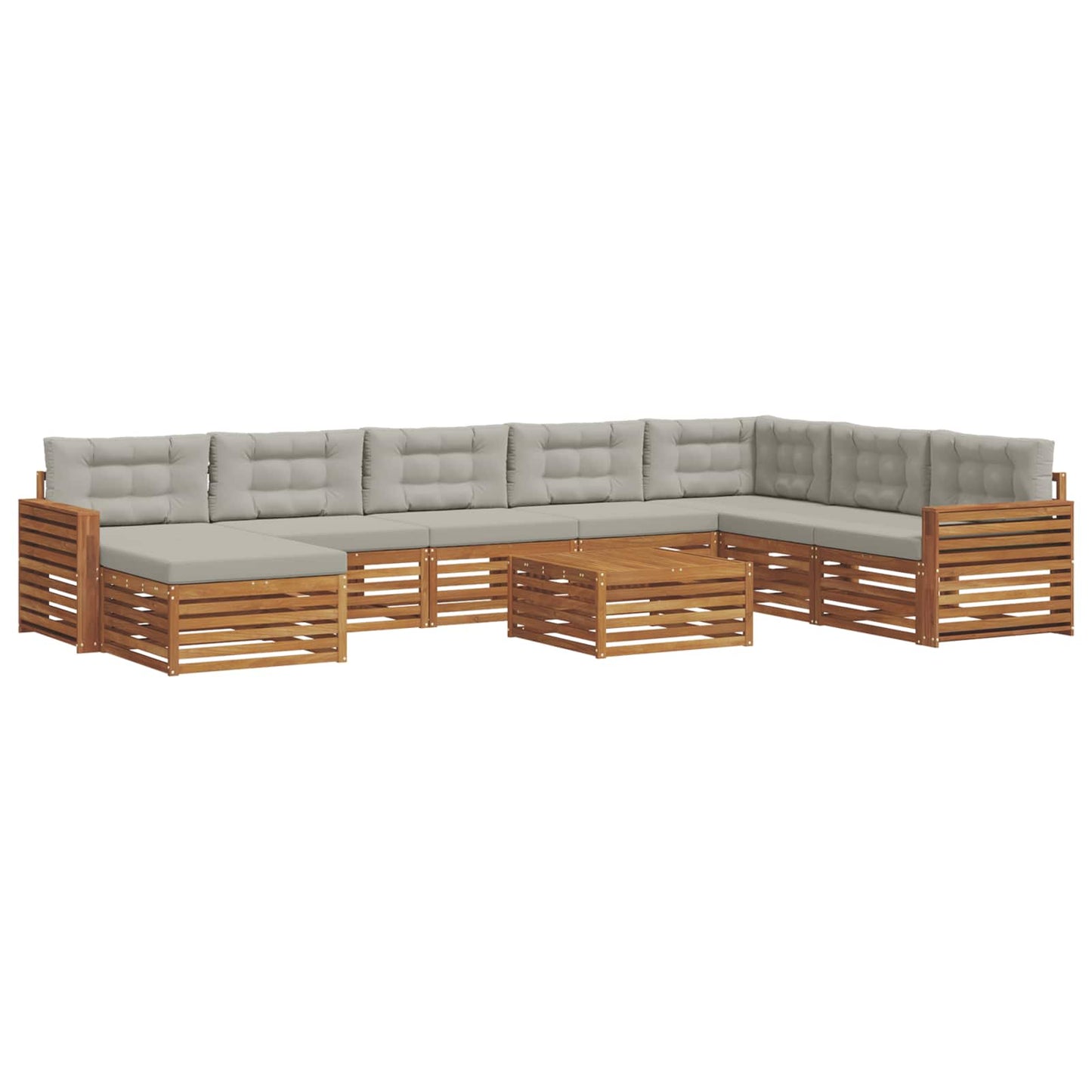 Set divani con cuscino 9 pcs Grigio Naturale e Chiaro