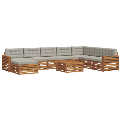 Set divani con cuscino 9 pcs Grigio Naturale e Chiaro
