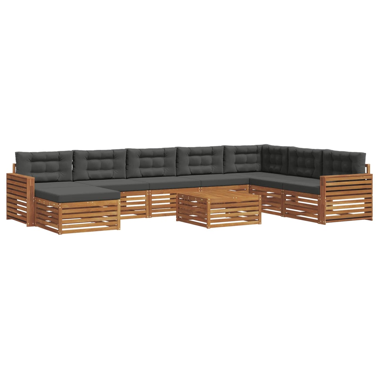 Set divani 9 pcs Naturale e Antracite Legno di Acacia Massello