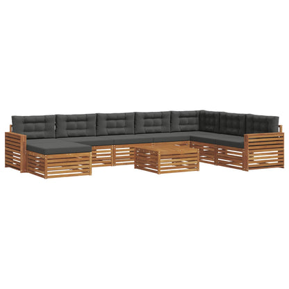 Set divani 9 pcs Naturale e Antracite Legno di Acacia Massello