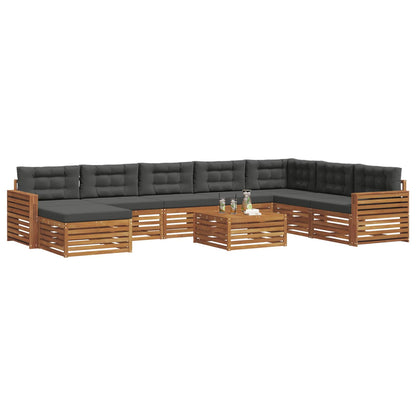 Set divani 9 pcs Naturale e Antracite Legno di Acacia Massello