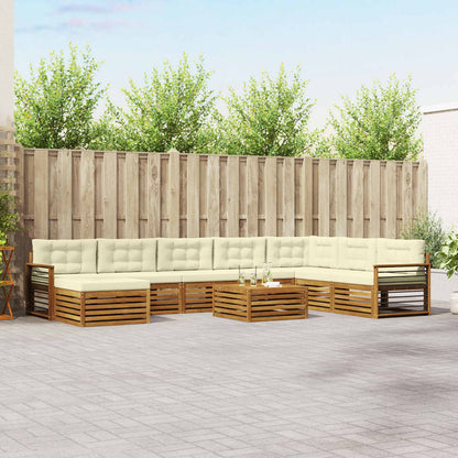 Set divani 9 pcs Naturale e Crema Legno di Acacia Massello