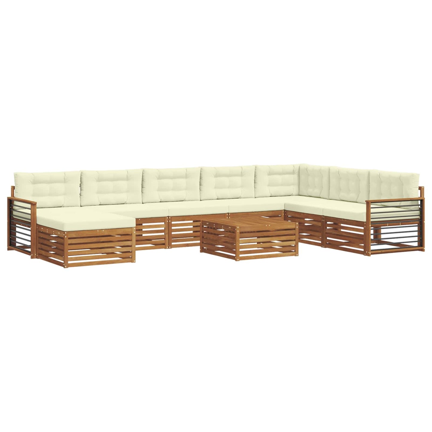 Set divani 9 pcs Naturale e Crema Legno di Acacia Massello