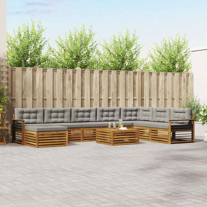 Set divani con cuscino 9 pcs Grigio Naturale e Chiaro