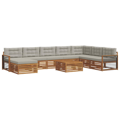 Set divani con cuscino 9 pcs Grigio Naturale e Chiaro
