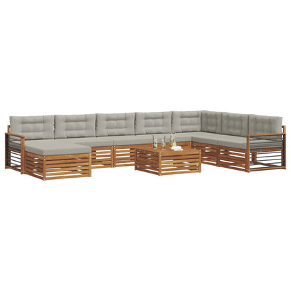 Set divani con cuscino 9 pcs Grigio Naturale e Chiaro