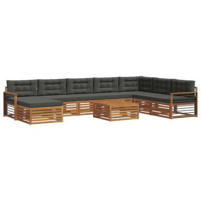 Set divani 9 pcs Naturale e Antracite Legno di Acacia Massello