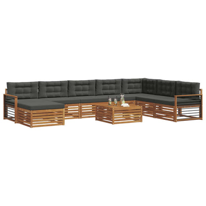 Set divani 9 pcs Naturale e Antracite Legno di Acacia Massello