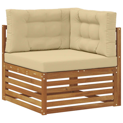 Set divani 9 pcs Naturale e Beige Legno di Acacia Massello