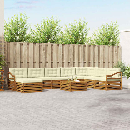 Set divani 9 pcs Naturale e Crema Legno di Acacia Massello