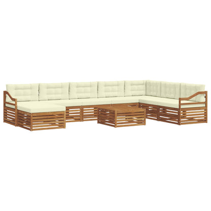 Set divani 9 pcs Naturale e Crema Legno di Acacia Massello