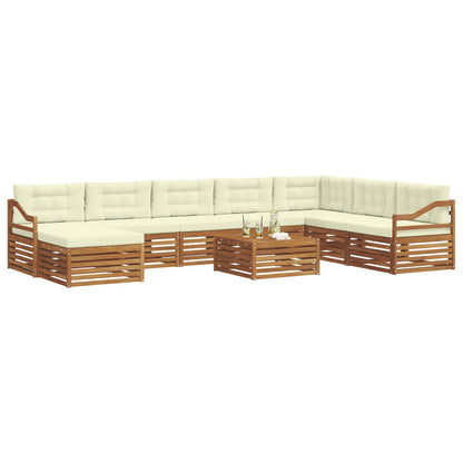 Set divani 9 pcs Naturale e Crema Legno di Acacia Massello