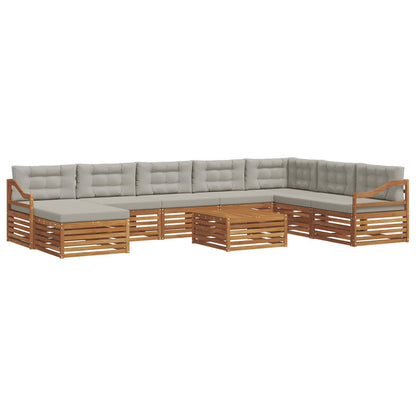 Set divani con cuscino 9 pcs Grigio Naturale e Chiaro
