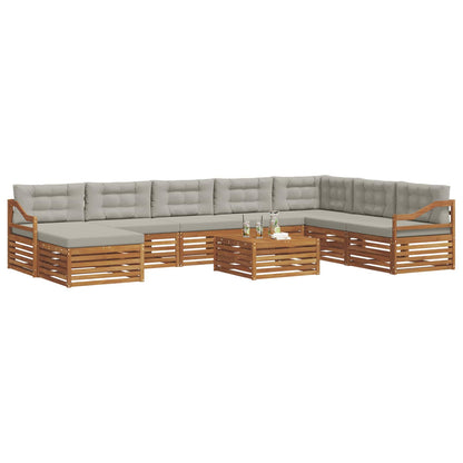 Set divani con cuscino 9 pcs Grigio Naturale e Chiaro