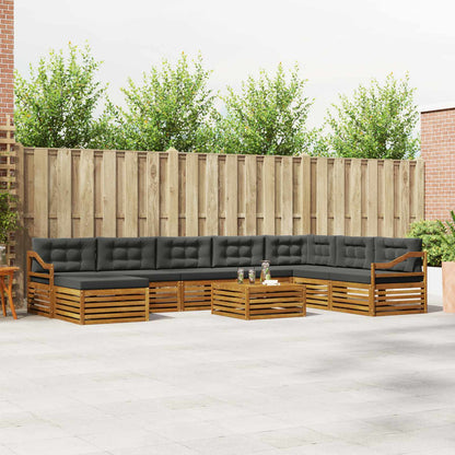 Set divani 9 pcs Naturale e Antracite Legno di Acacia Massello