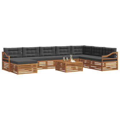 Set divani 9 pcs Naturale e Antracite Legno di Acacia Massello