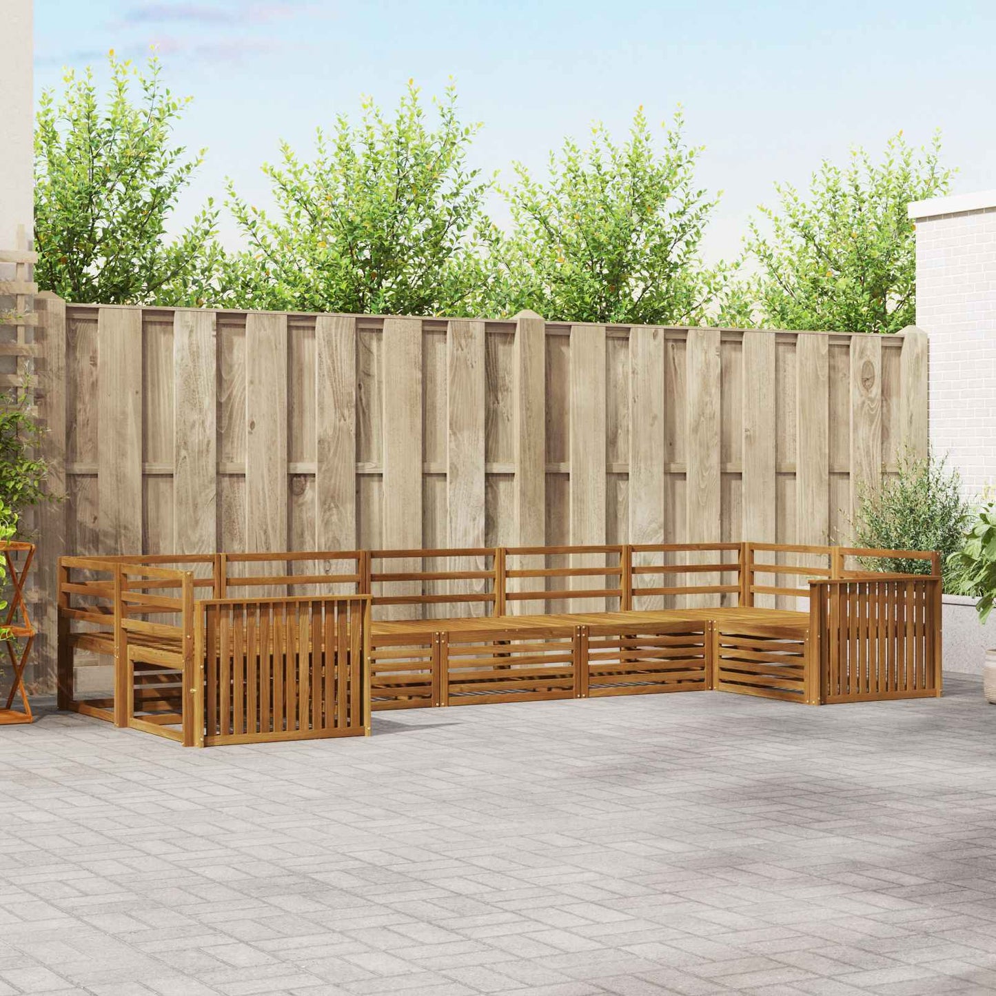 Set divani 7 pcs Naturale Legno di Acacia Massello