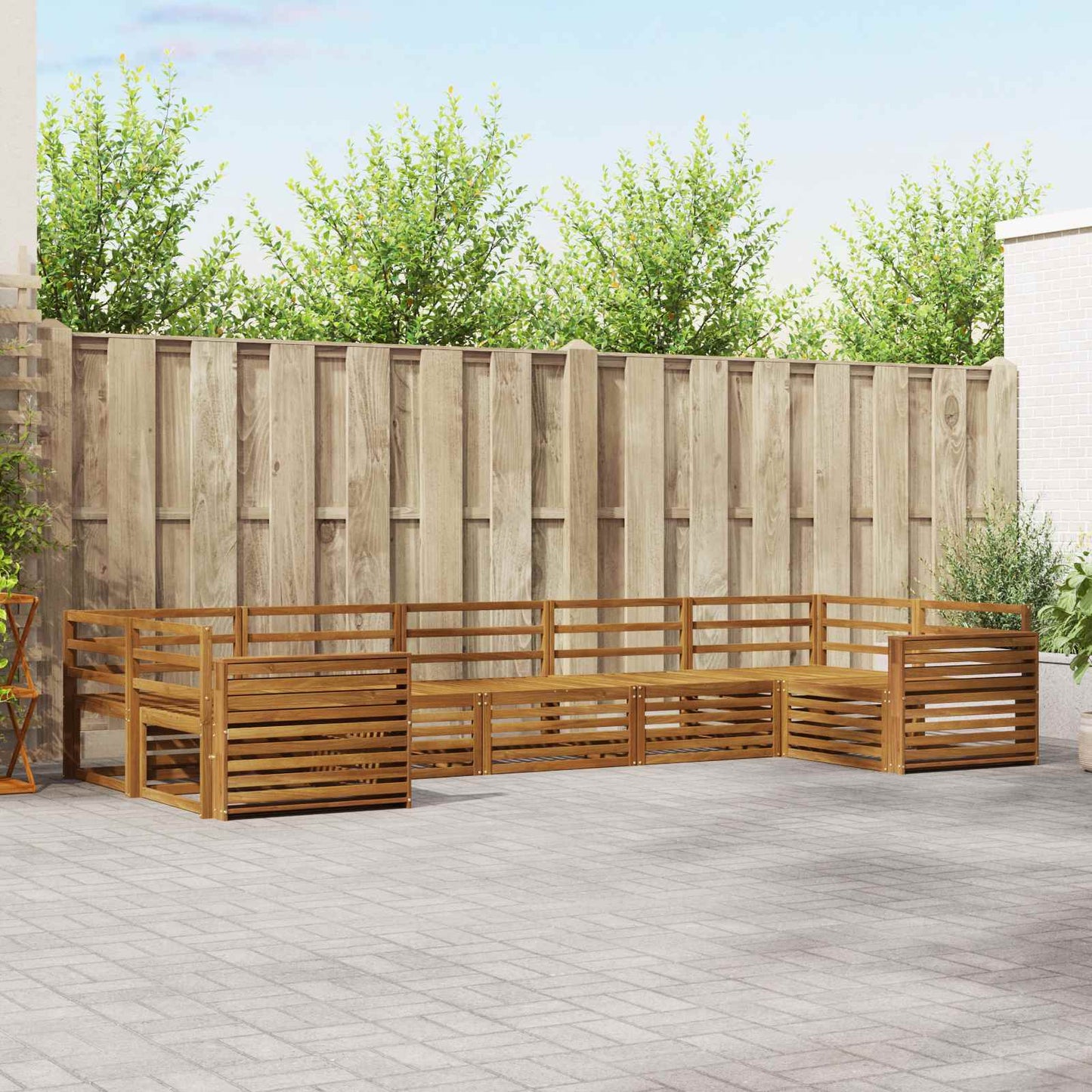 Set divani 7 pcs Naturale Legno di Acacia Massello