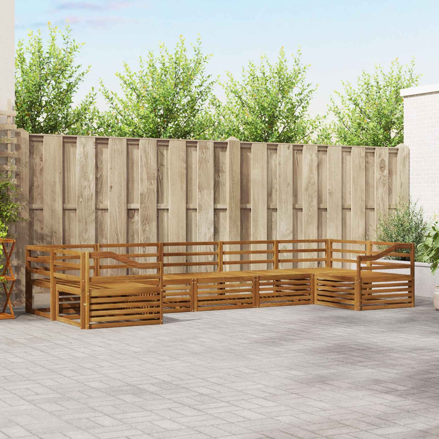 Set divani 7 pcs Naturale Legno di Acacia Massello