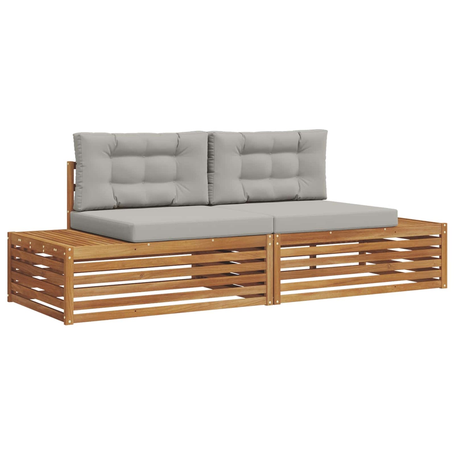 Set di divani da esterno 2 Pezzo Grigio Naturale e Chiaro