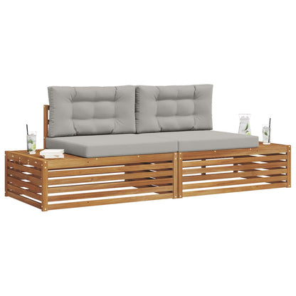 Set di divani da esterno 2 Pezzo Grigio Naturale e Chiaro