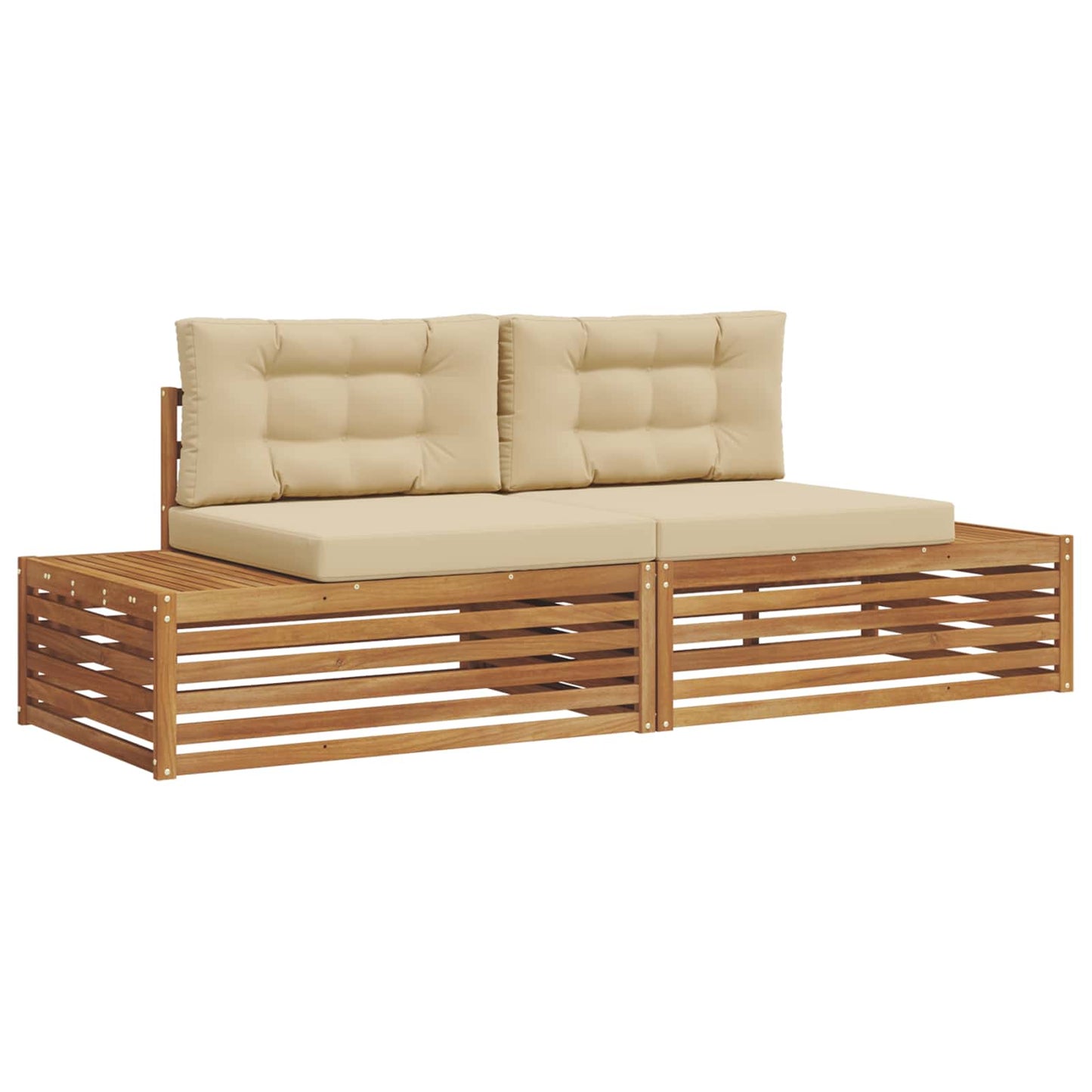 Set di divani da esterno con cuscino 2 Pezzo Naturale e Beige