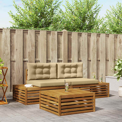 Set di divani da esterno con cuscino 3 Pezzo Naturale e Beige