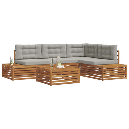 Set di divani da esterno 5 Pezzo Grigio Naturale e Chiaro