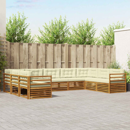 Set divani 9 pcs Naturale e Crema Legno di Acacia Massello