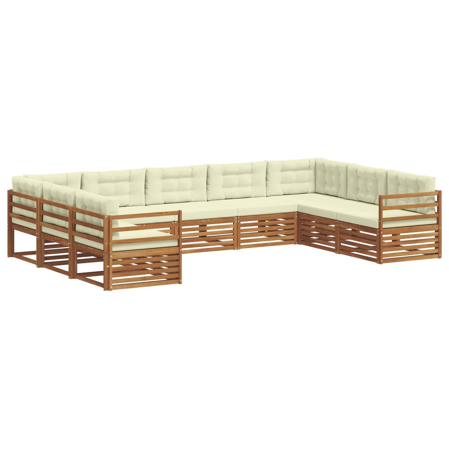 Set divani 9 pcs Naturale e Crema Legno di Acacia Massello