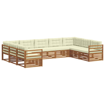 Set divani 9 pcs Naturale e Crema Legno di Acacia Massello