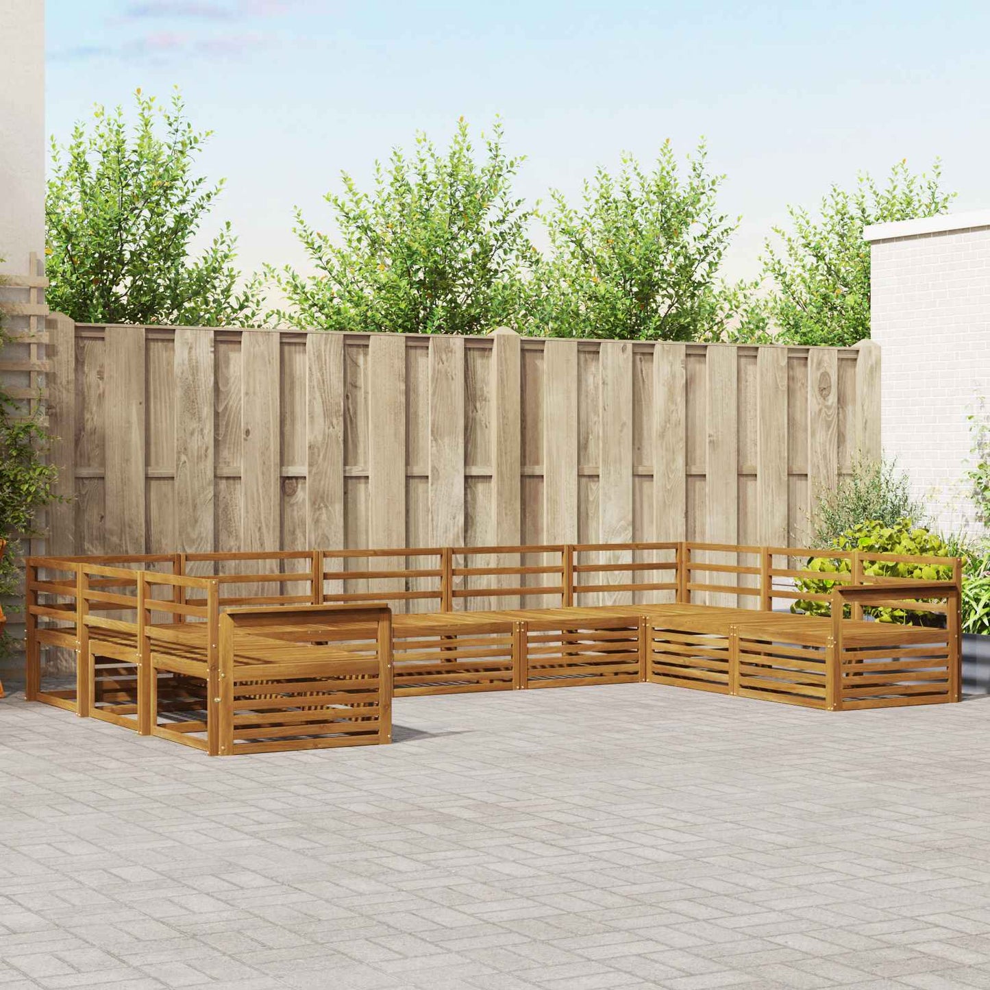 Set divani 9 pcs Naturale Legno di Acacia Massello