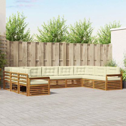 Set divani 9 pcs Naturale e Crema Legno di Acacia Massello