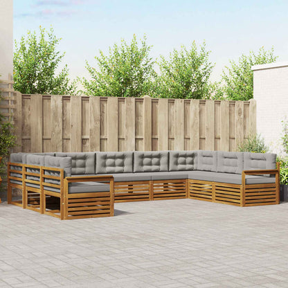 Set divani con cuscino 9 pcs Grigio Naturale e Chiaro