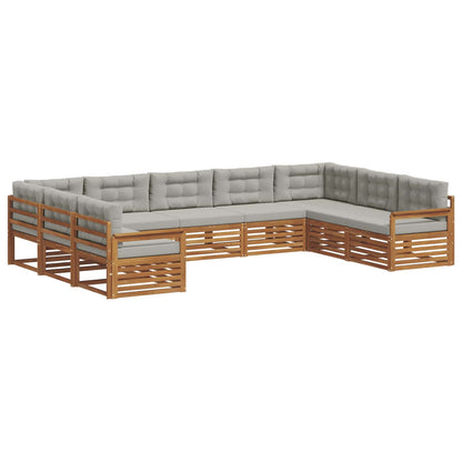 Set divani con cuscino 9 pcs Grigio Naturale e Chiaro