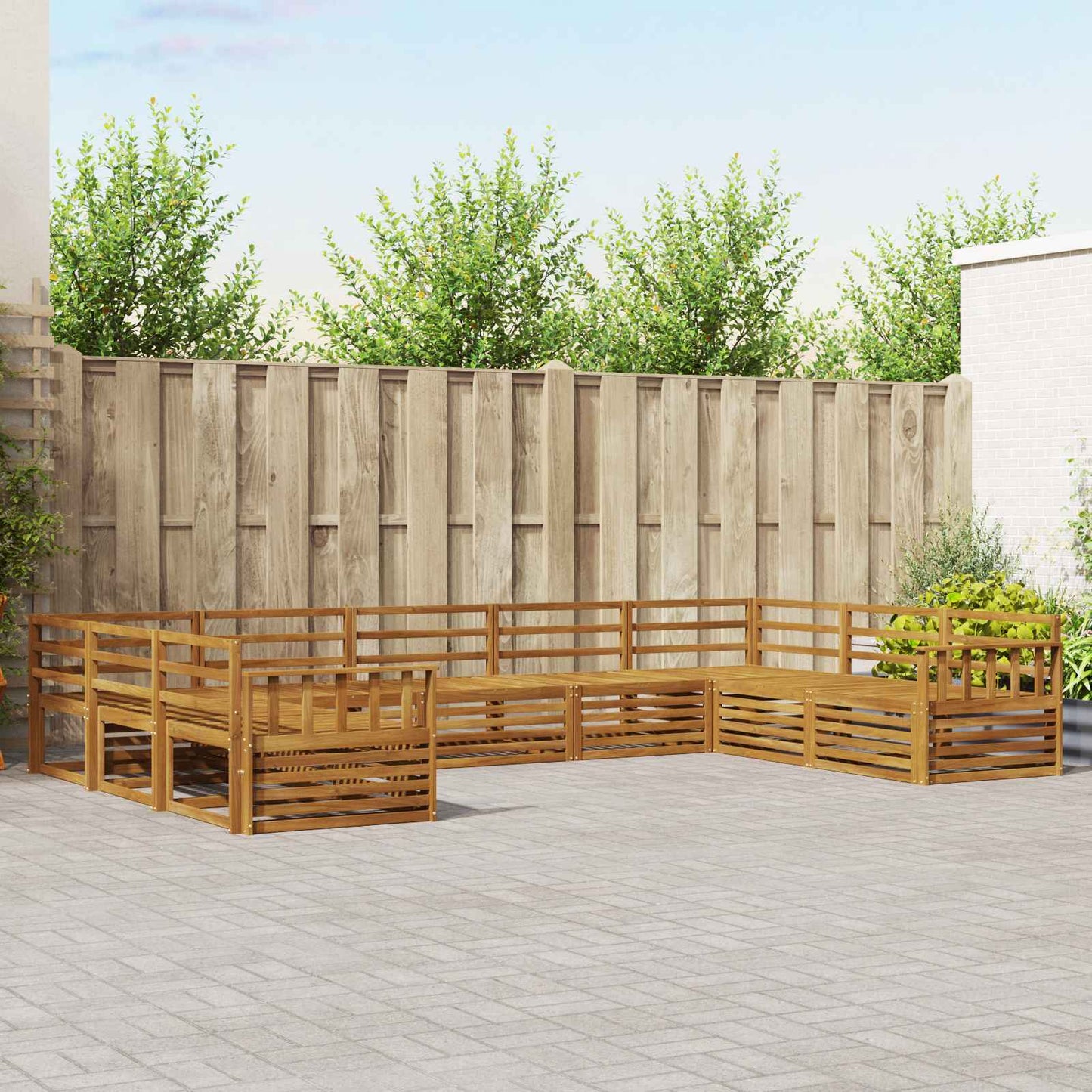 Set divani 9 pcs Naturale Legno di Acacia Massello