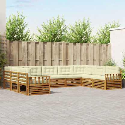 Set divani 9 pcs Naturale e Crema Legno di Acacia Massello