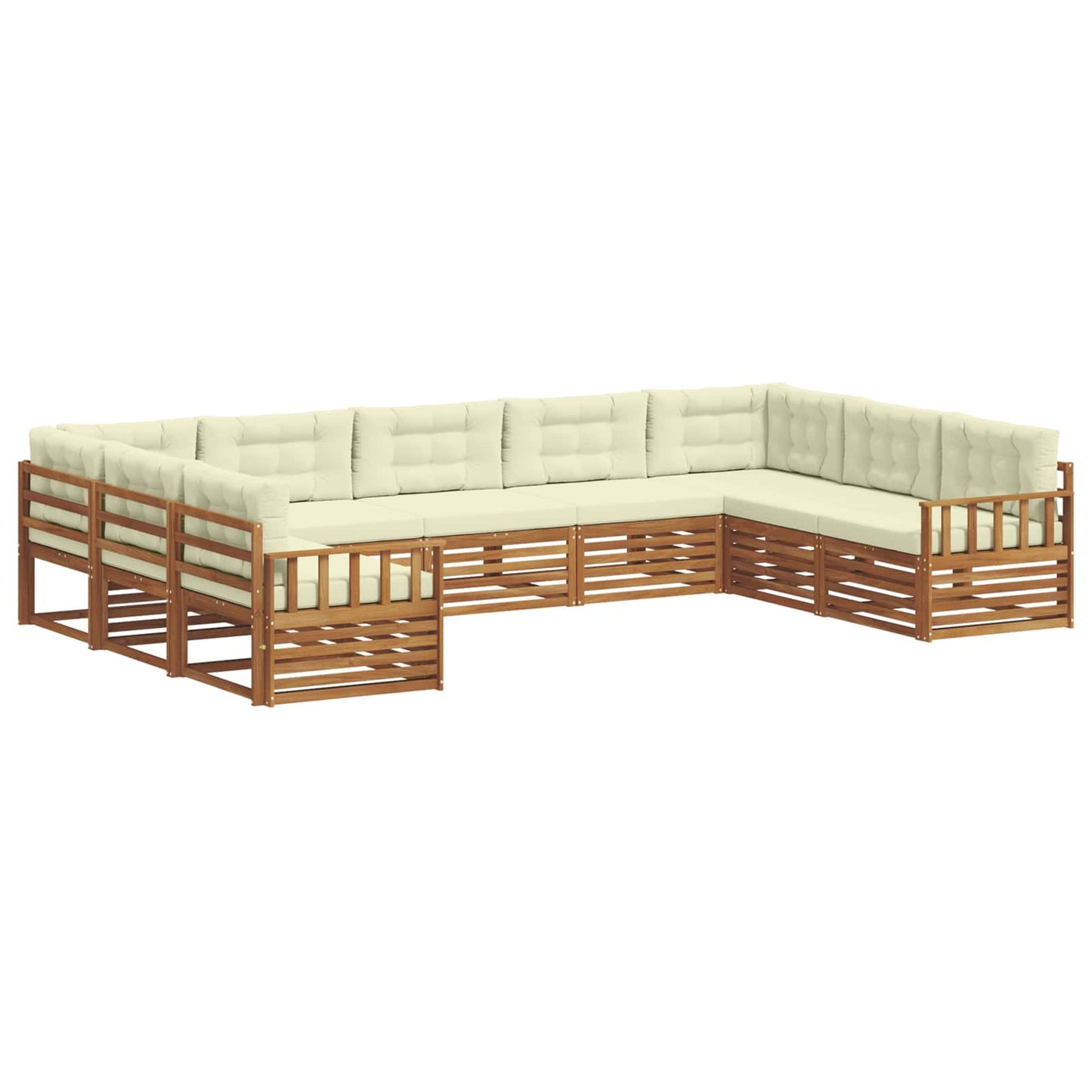 Set divani 9 pcs Naturale e Crema Legno di Acacia Massello