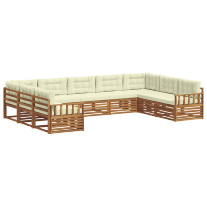 Set divani 9 pcs Naturale e Crema Legno di Acacia Massello