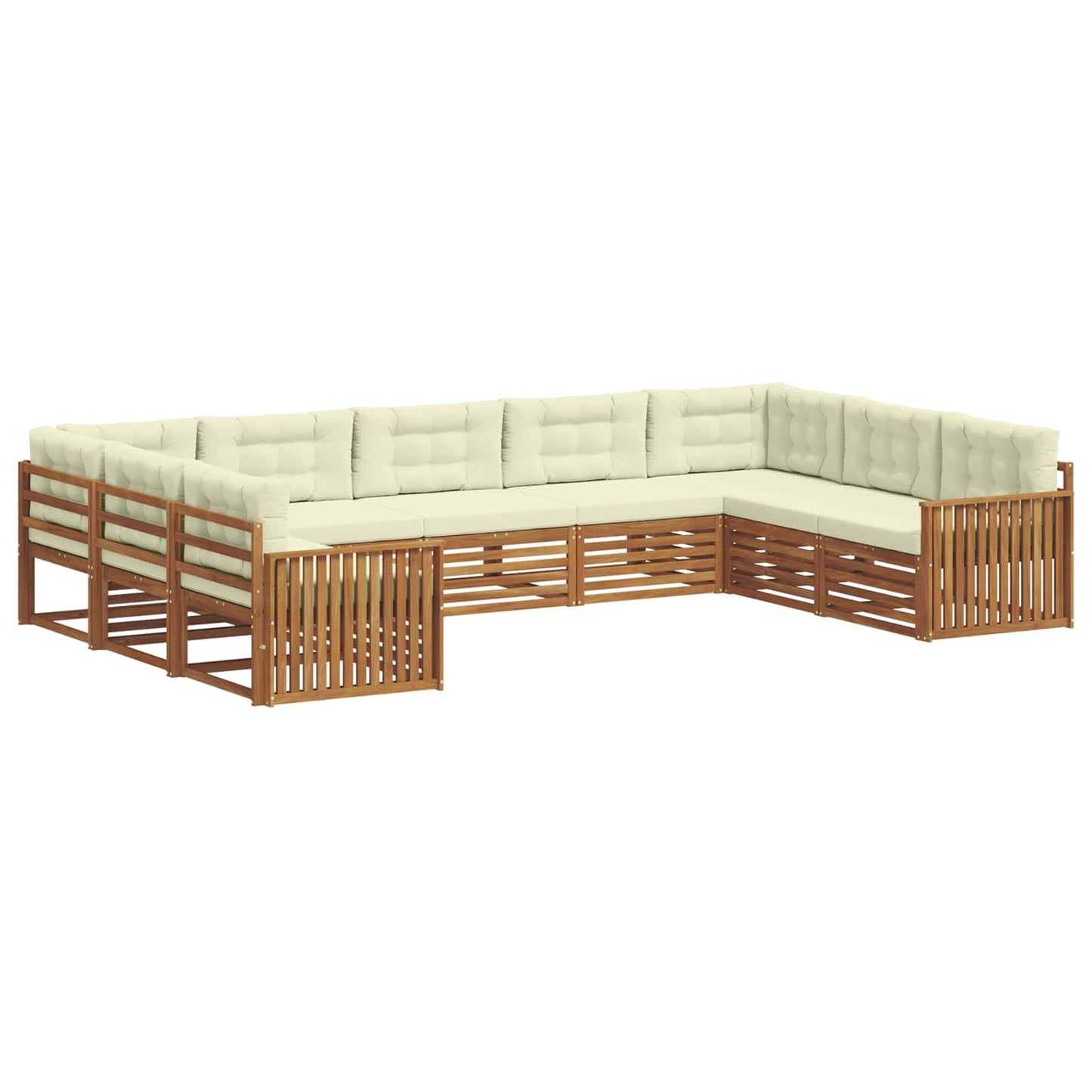 Set divani 9 pcs Naturale e Crema Legno di Acacia Massello