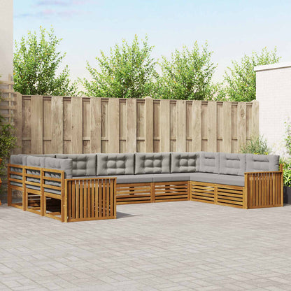Set divani con cuscino 9 pcs Grigio Naturale e Chiaro