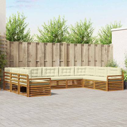 Set divani 9 pcs Naturale e Crema Legno di Acacia Massello