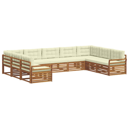 Set divani 9 pcs Naturale e Crema Legno di Acacia Massello