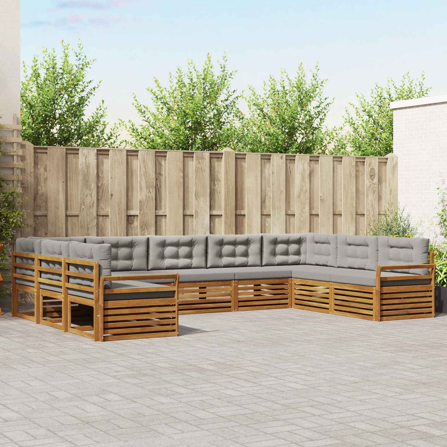 Set divani con cuscino 9 pcs Grigio Naturale e Chiaro
