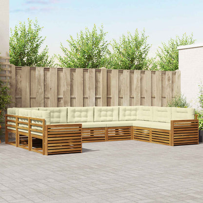 Set divani 9 pcs Naturale e Crema Legno di Acacia Massello